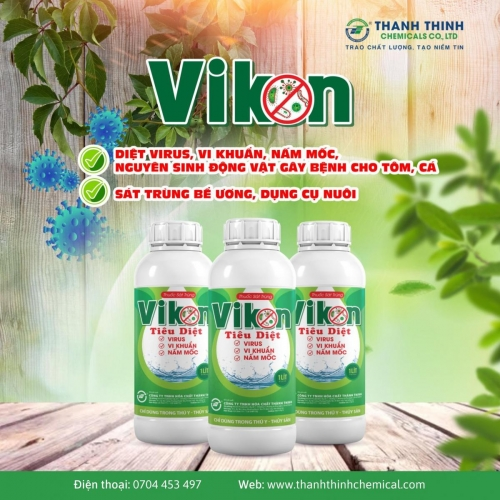 VIKON® (từ BKC 80%) - Diệt virus, vi khuẩn, nấm mốc, nguyên sinh động vật gây bệnh, khử trùng bể ương, dụng cụ nuôi