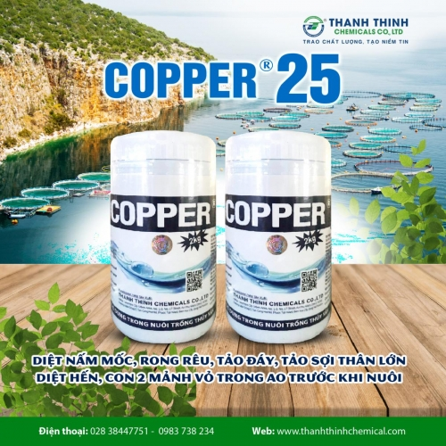 COPPER®25 (2 kg/hủ) - Diệt nấm mốc, rong rêu, tảo đáy, tảo sợi, con 2 mảnh vỏ