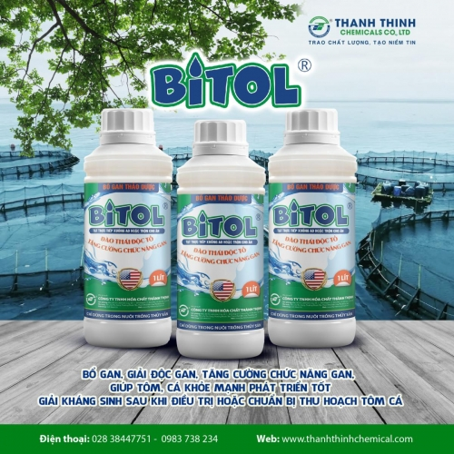 BITOL® (1 lít/chai) - Bổ gan, giải độc gan, tăng cường chức năng gan, giúp tôm cá phát triển tốt, Giải kháng sinh sau khi điều trị hoặc chuẩn bị thu hoạch tôm cá