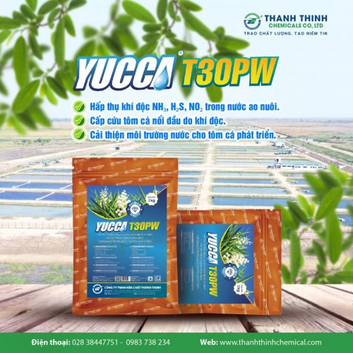 YUCCA®T30PW - Chế phẩm sinh học, hấp thụ khí độc, cấp cứu tôm cá nổi đầu, xử lý môi trường nước